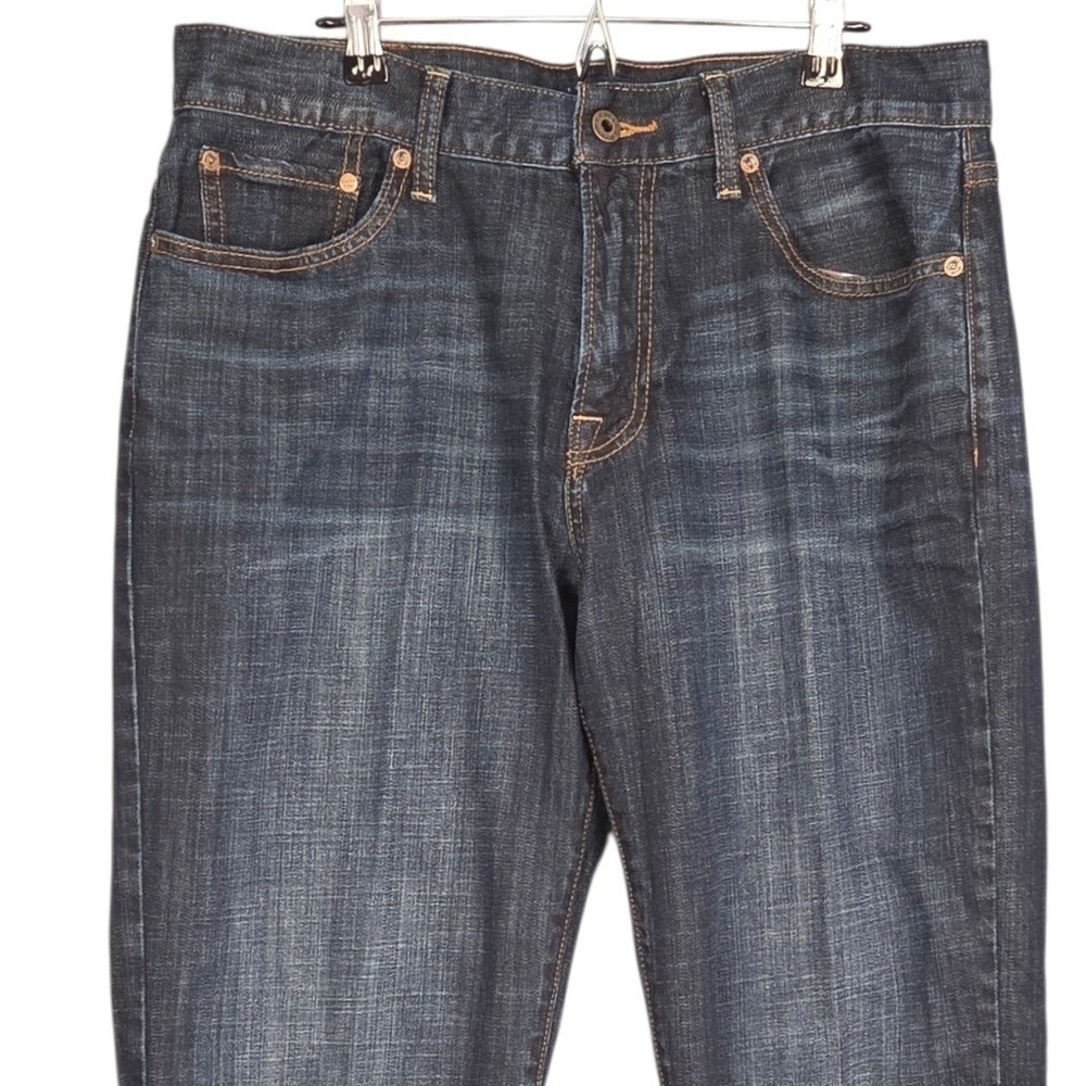 Lucky Brand 221 Original Straight Jeans Mens 34x30 Dark Wash Stretch Denim Zip